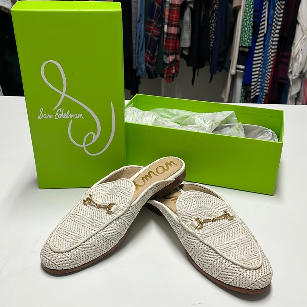 Sam edelman white mule flats